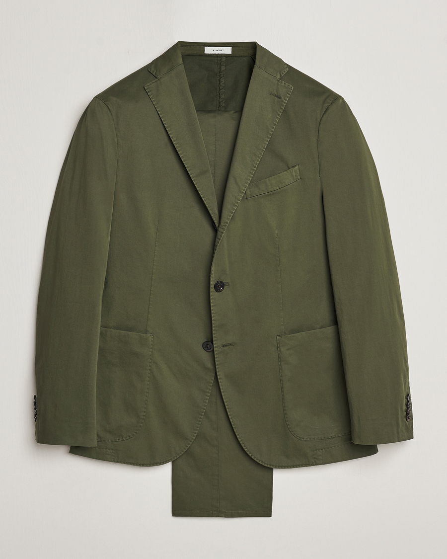 Homme | Costumes | Boglioli | K Jacket Cotton Satin Suit Forest Green
