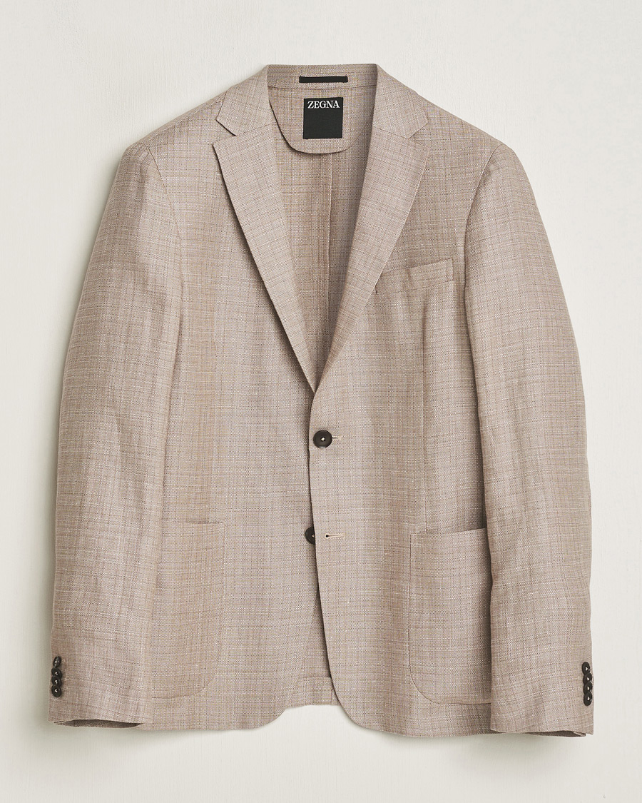Heren | Blazers | Zegna | Unconstructed Linen Blend Blazer Brown