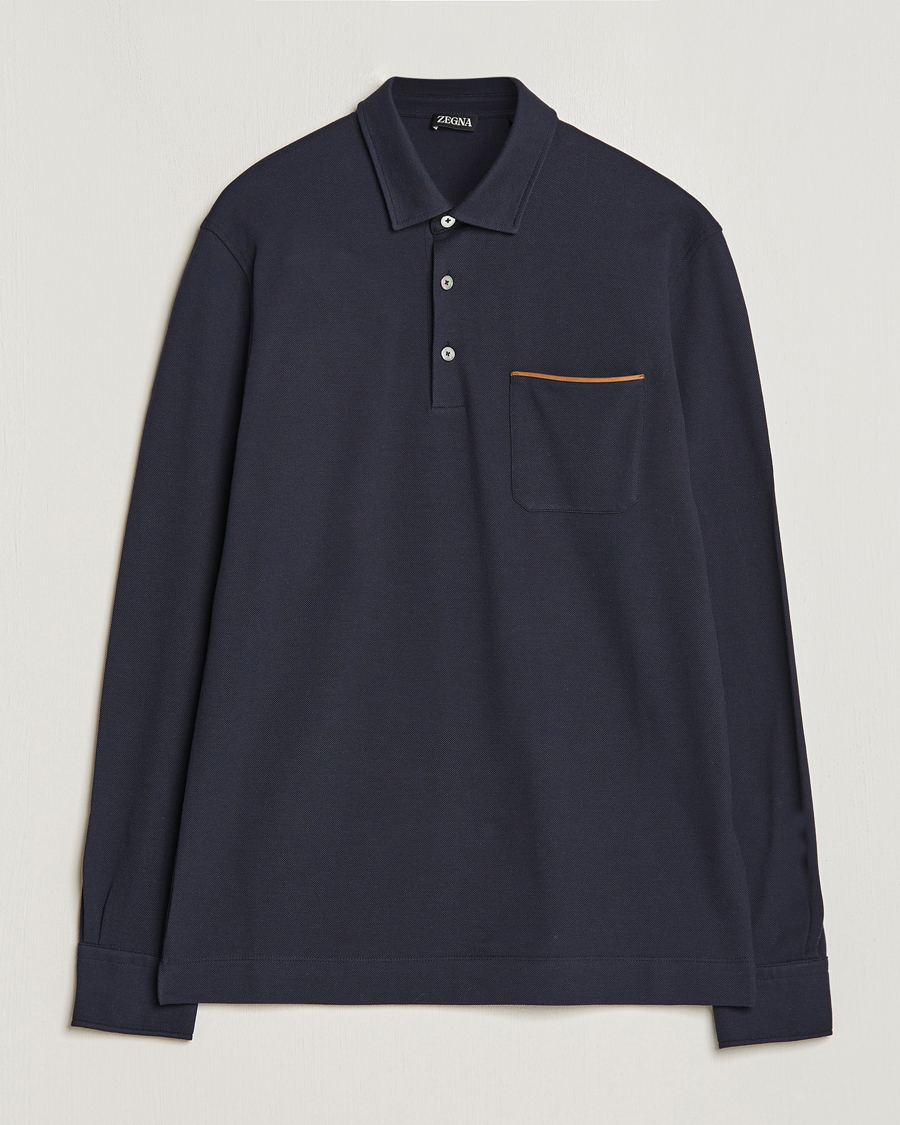 Homme | Pulls Et Tricots | Zegna | Long Sleeve Pocket Polo Navy