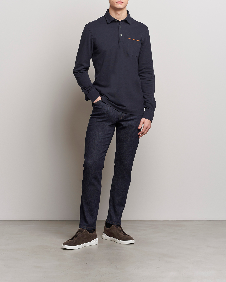 Homme | Pulls Et Tricots | Zegna | Long Sleeve Pocket Polo Navy
