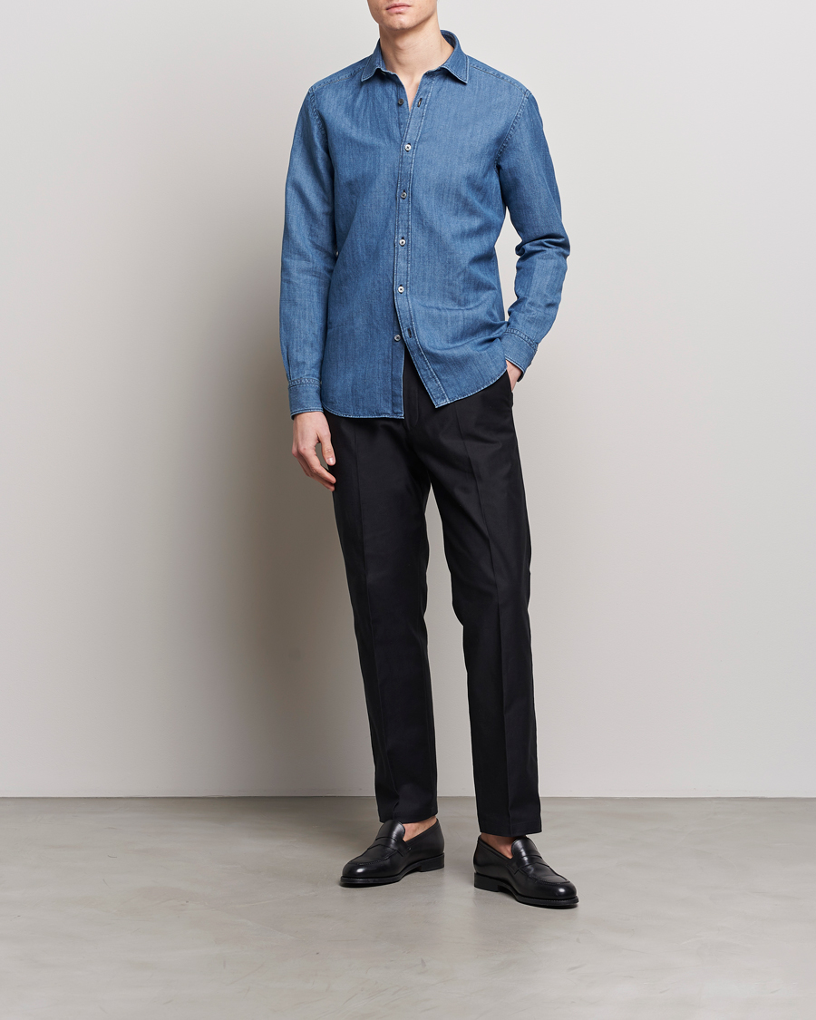 Homme | Chemises | Zegna | Slim Fit Denim Shirt Stone Wash