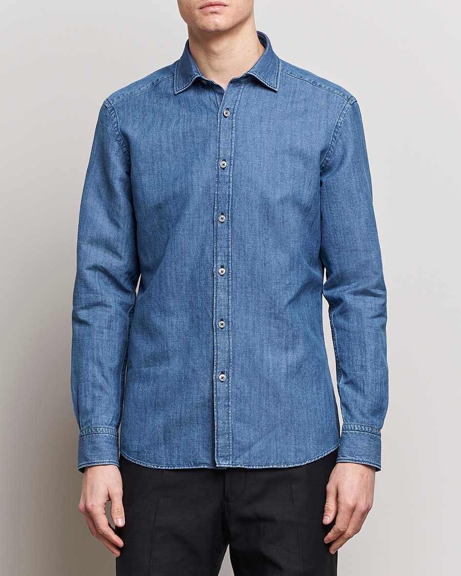 Homme | Chemises | Zegna | Slim Fit Denim Shirt Stone Wash
