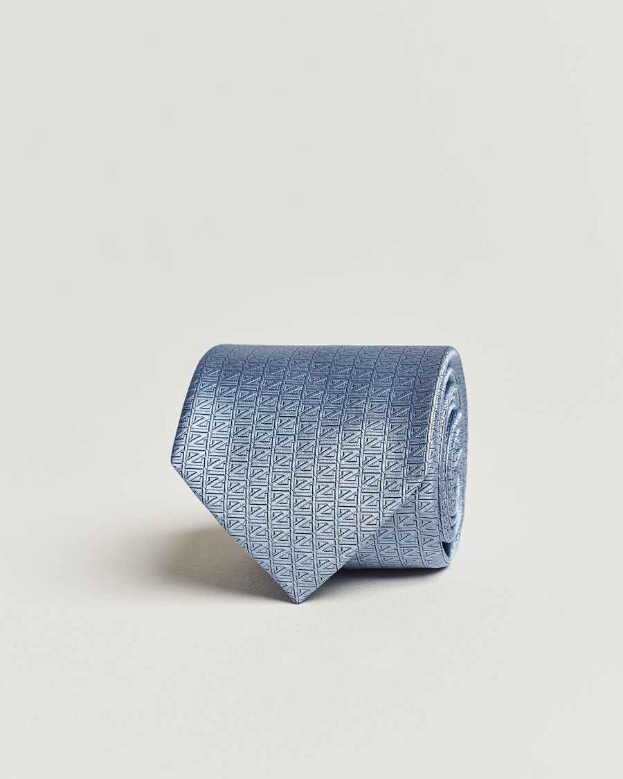Heren | Zegna Monogram Silk Tie Light Blue | Zegna | Monogram Silk Tie Light Blue