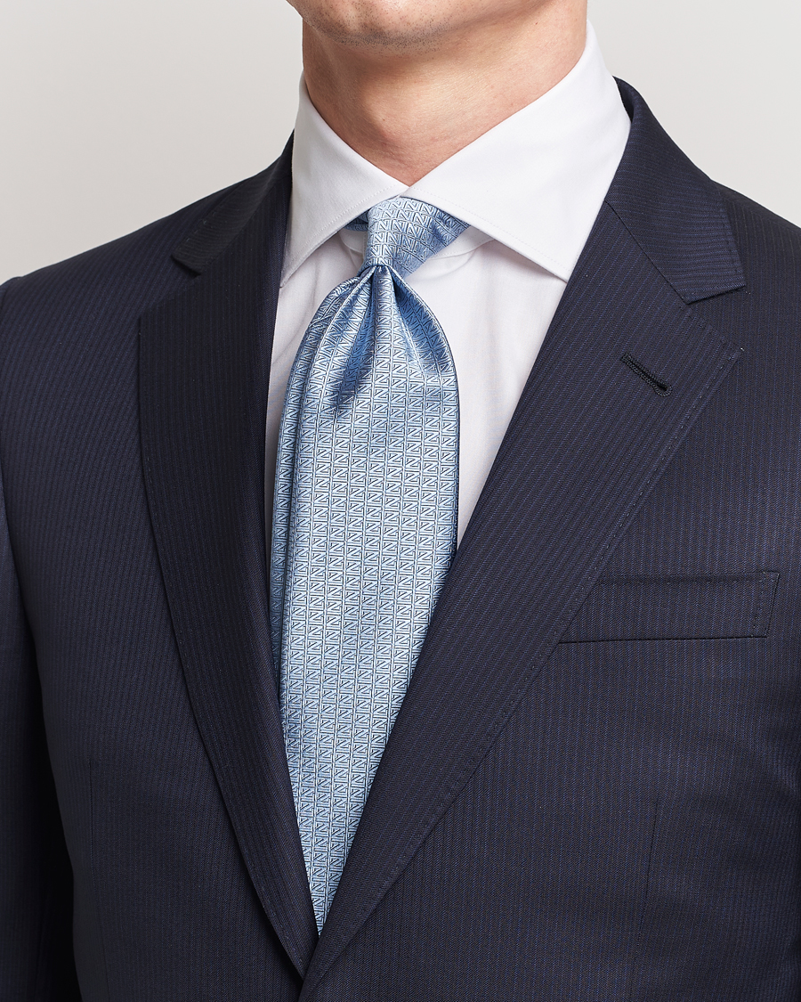 Heren | Zegna Monogram Silk Tie Light Blue | Zegna | Monogram Silk Tie Light Blue