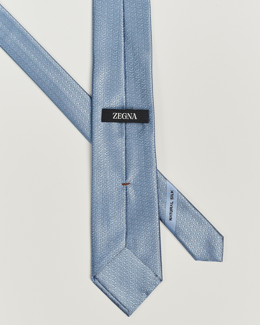Heren | Zegna Monogram Silk Tie Light Blue | Zegna | Monogram Silk Tie Light Blue