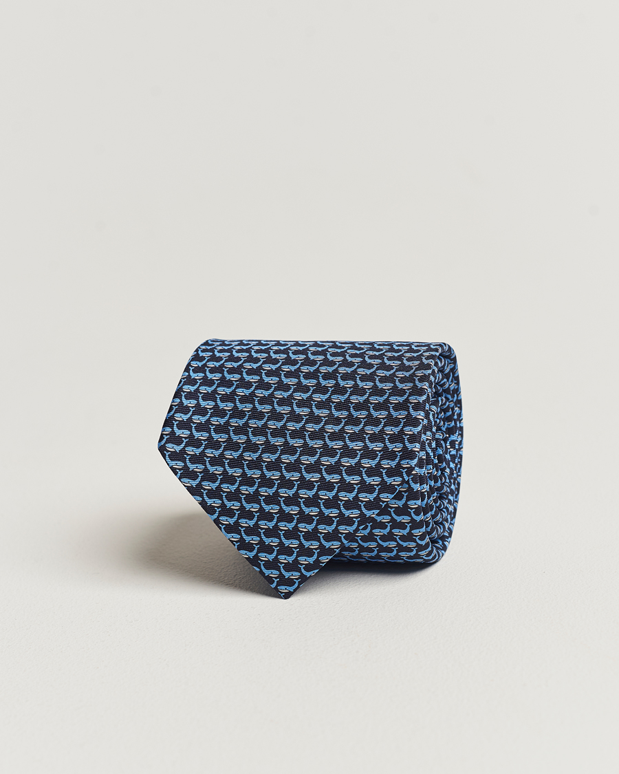 Heren | Zegna Animal Print Silk Tie Navy | Zegna | Animal Print Silk Tie Navy