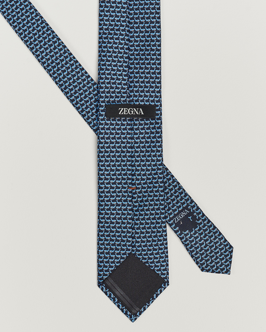 Heren | Zegna Animal Print Silk Tie Navy | Zegna | Animal Print Silk Tie Navy