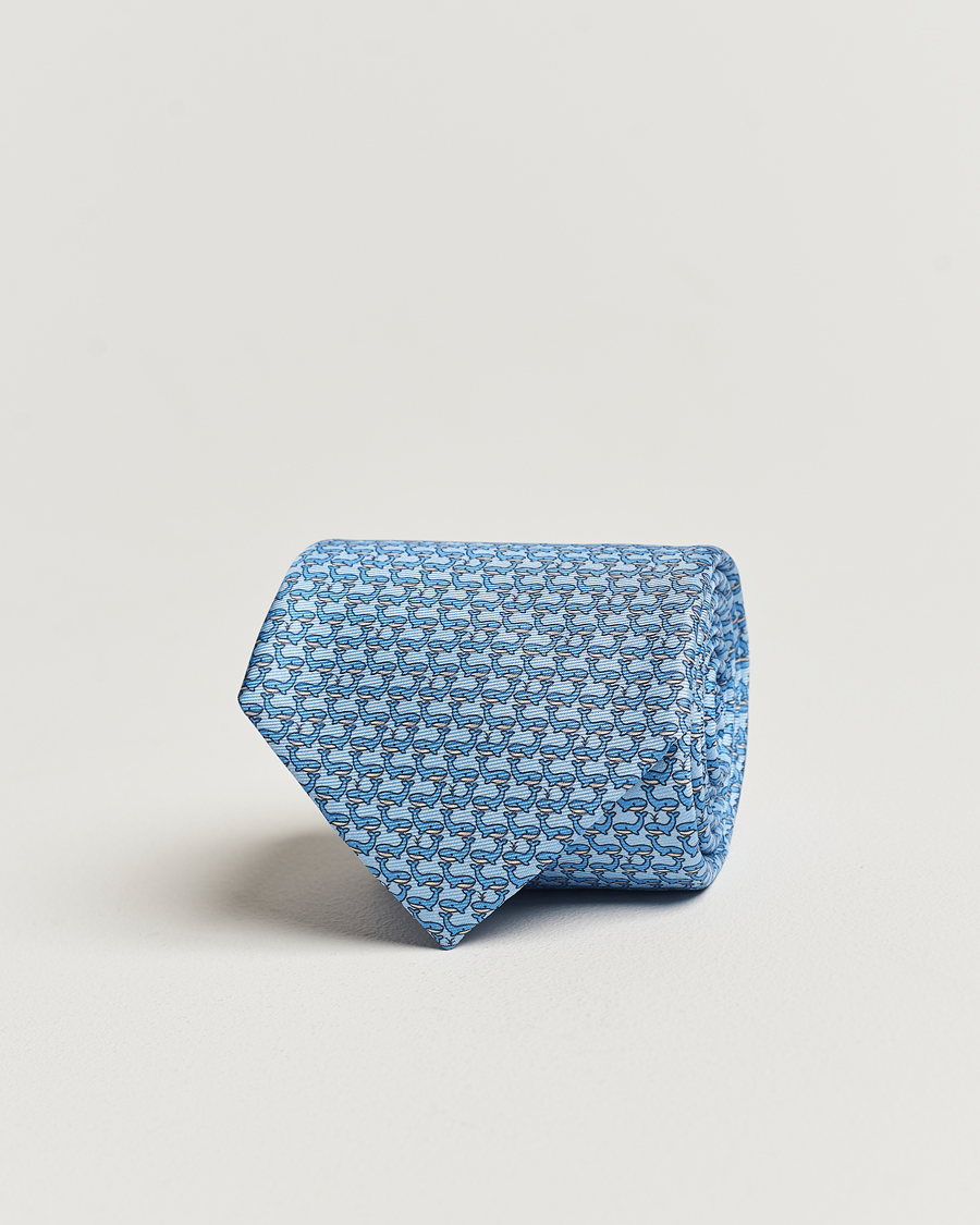 Heren | Zegna Animal Print Silk Tie Light Blue | Zegna | Animal Print Silk Tie Light Blue