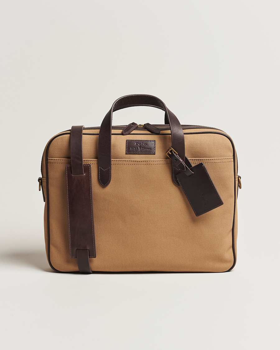 Heren | Polo Ralph Lauren Canvas/Leather Computer Bag Tan | Polo Ralph Lauren | Canvas/Leather Computer Bag Tan