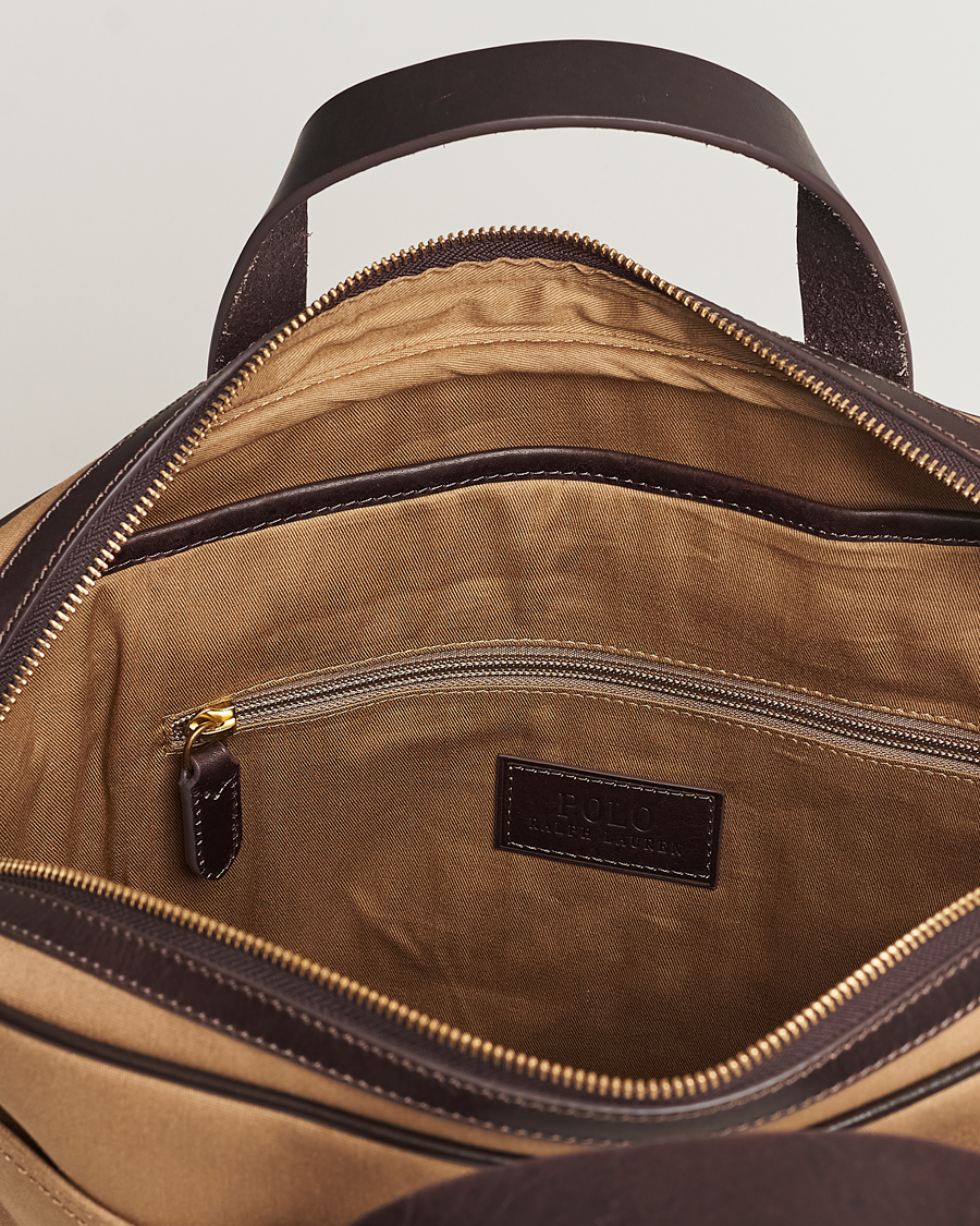 Heren | Polo Ralph Lauren Canvas/Leather Computer Bag Tan | Polo Ralph Lauren | Canvas/Leather Computer Bag Tan