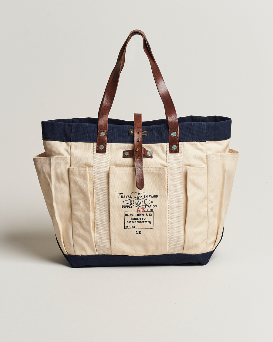 Homme | Polo Ralph Lauren Canvas Totebag Cream/Aviator Navy | Polo Ralph Lauren | Canvas Totebag Cream/Aviator Navy