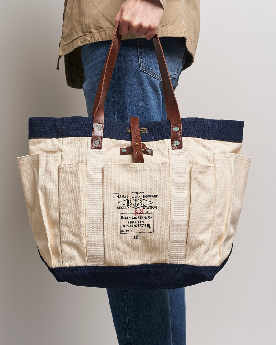 Homme | Polo Ralph Lauren Canvas Totebag Cream/Aviator Navy | Polo Ralph Lauren | Canvas Totebag Cream/Aviator Navy
