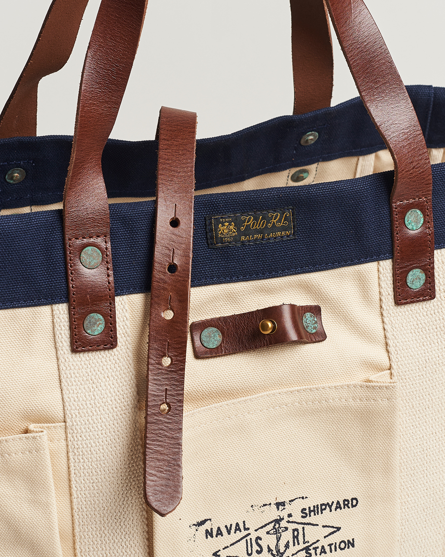 Homme | Polo Ralph Lauren Canvas Totebag Cream/Aviator Navy | Polo Ralph Lauren | Canvas Totebag Cream/Aviator Navy