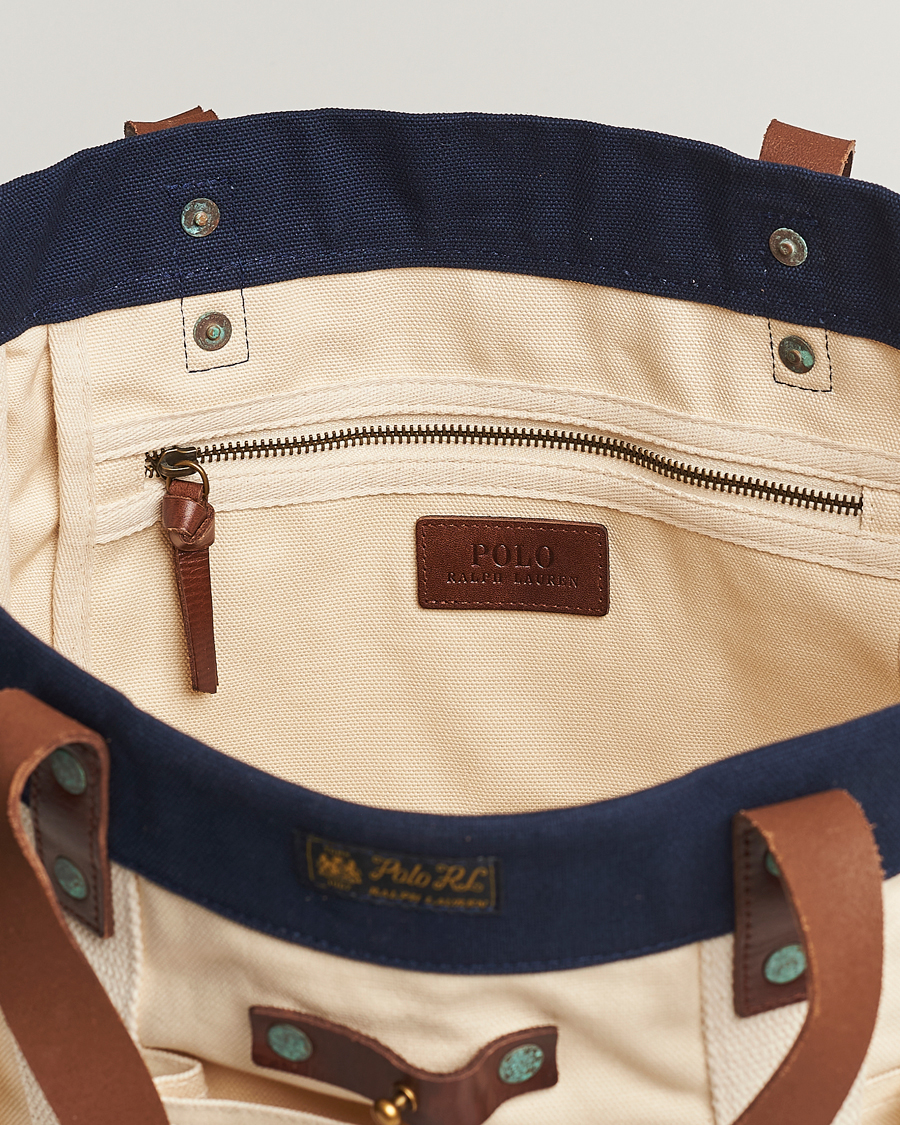 Homme | Polo Ralph Lauren Canvas Totebag Cream/Aviator Navy | Polo Ralph Lauren | Canvas Totebag Cream/Aviator Navy