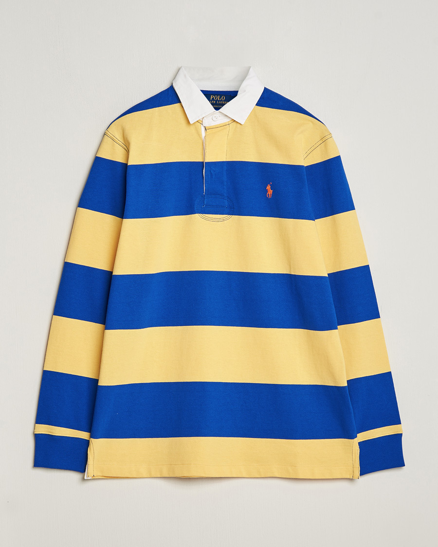 Homme | Pulls Et Tricots | Polo Ralph Lauren | Jersey Striped Rugger Chrome Yellow/Cruise Royal