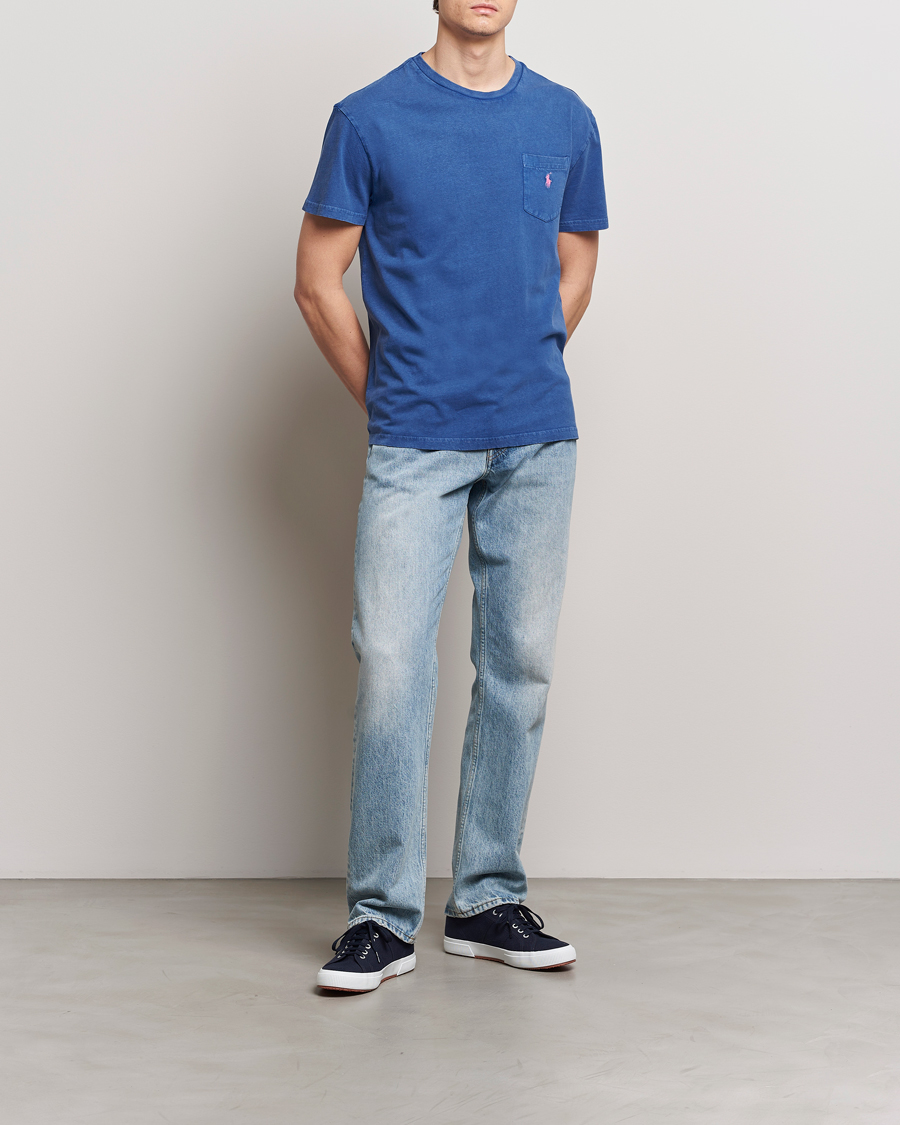 Homme | T-shirts | Polo Ralph Lauren | Cotton Linen Crew Neck T-Shirt Beach Royal