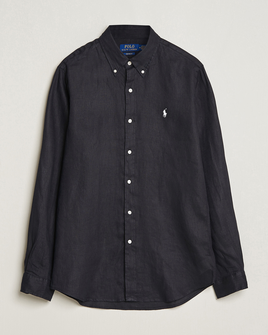 Homme | Chemises | Polo Ralph Lauren | Custom Fit Linen Button Down Polo Black