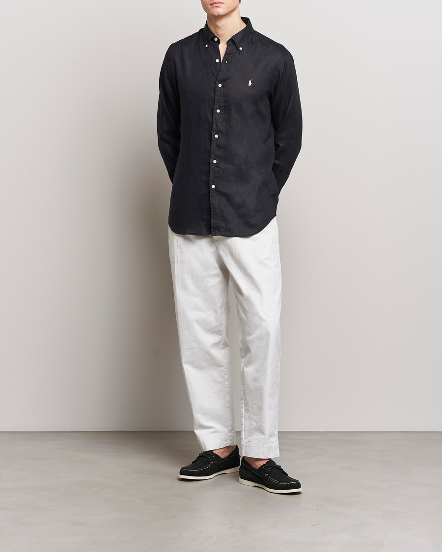 Homme | Chemises | Polo Ralph Lauren | Custom Fit Linen Button Down Polo Black