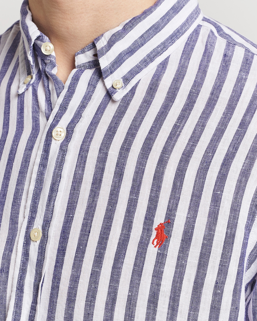 Homme | Chemises | Polo Ralph Lauren | Custom Fit Striped Linen Shirt Blue/White