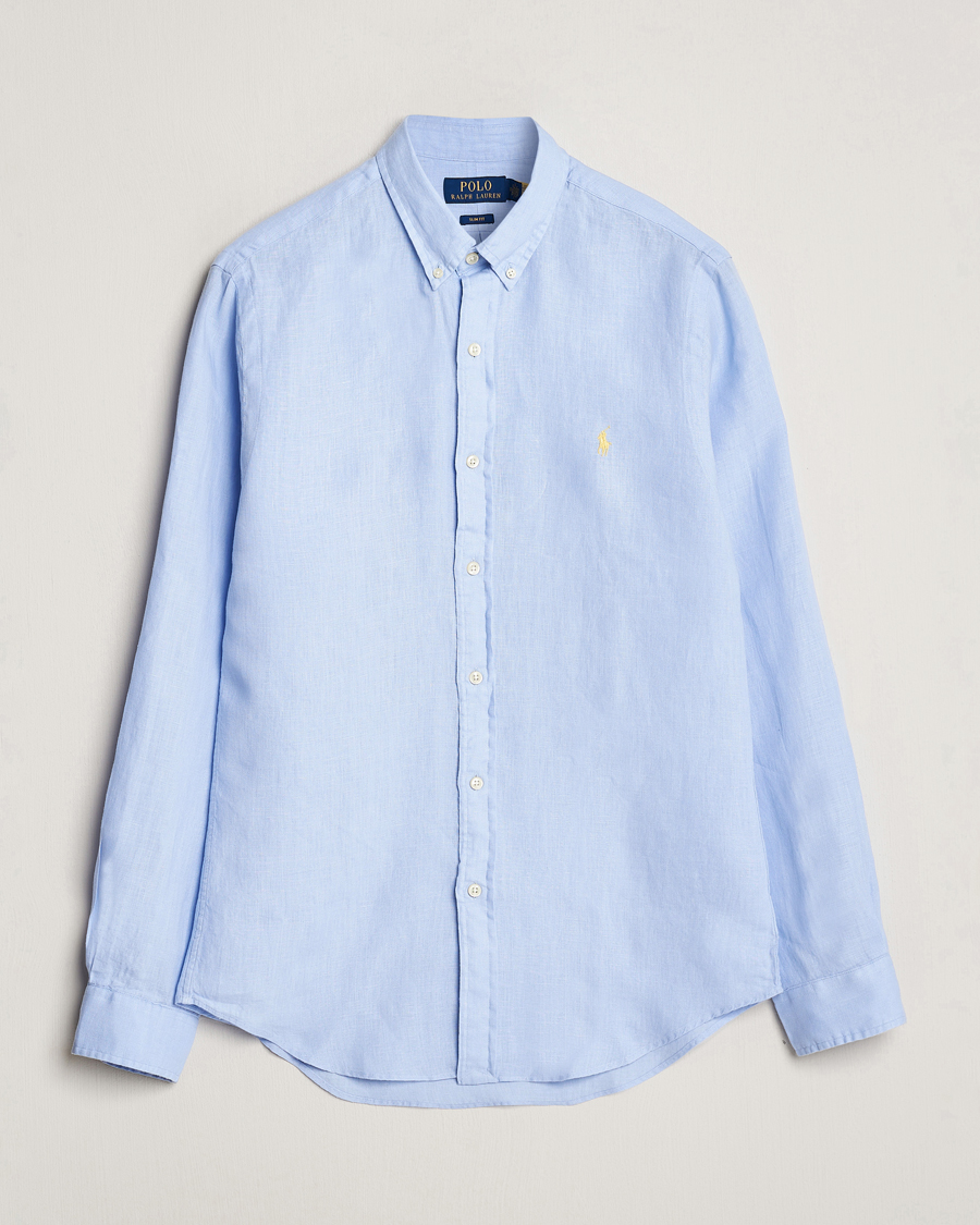 Heren | Overhemden | Polo Ralph Lauren | Slim Fit Linen Button Down Shirt Blue Hyacinth