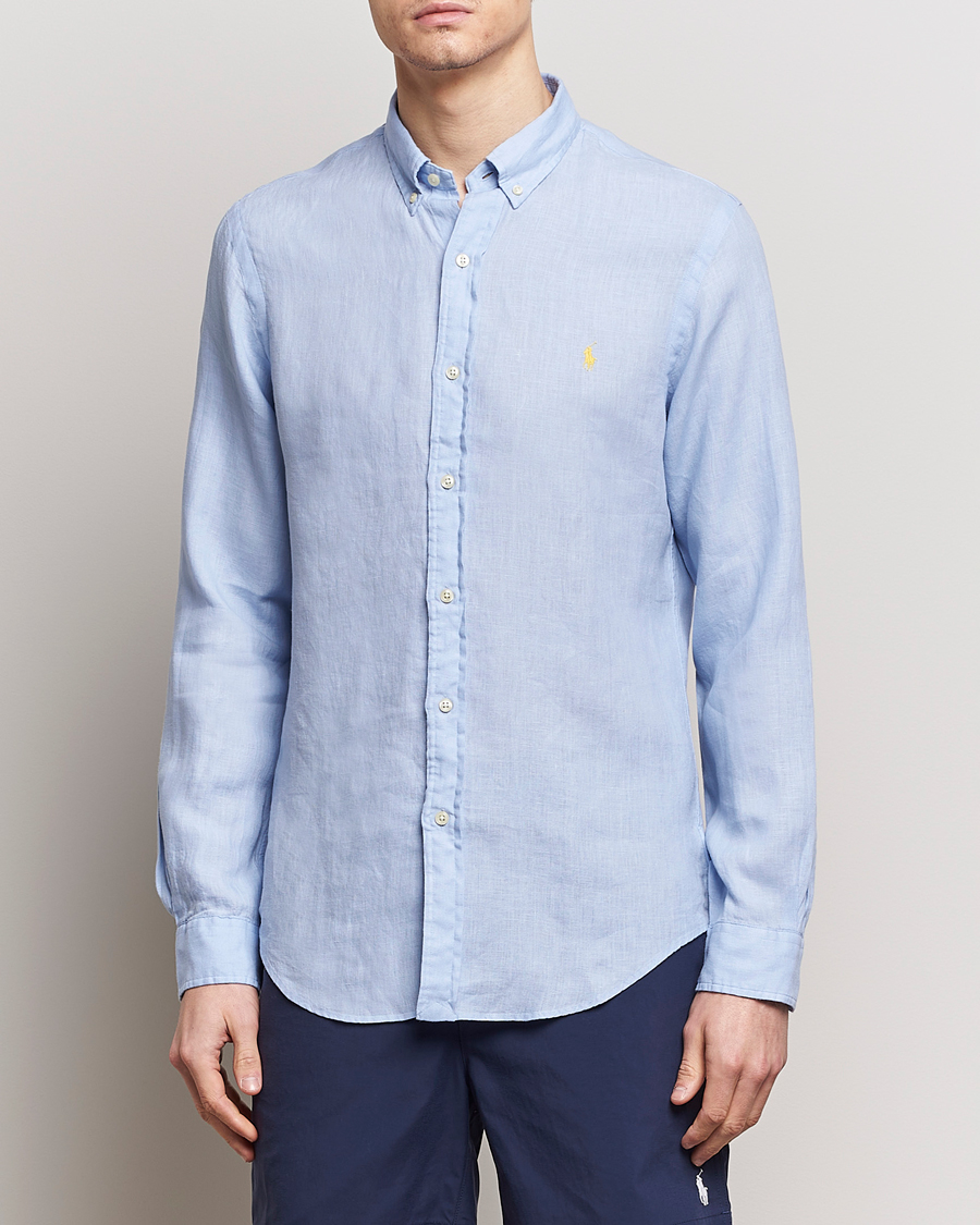 Heren | Overhemden | Polo Ralph Lauren | Slim Fit Linen Button Down Shirt Blue Hyacinth