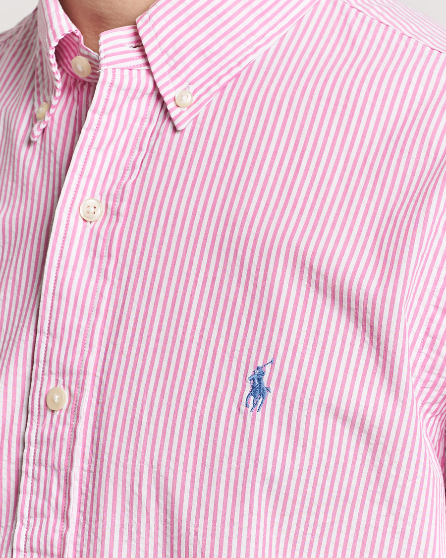 Heren | Overhemden | Polo Ralph Lauren | Seersucker Short Sleeve Striped Shirt Rose/White