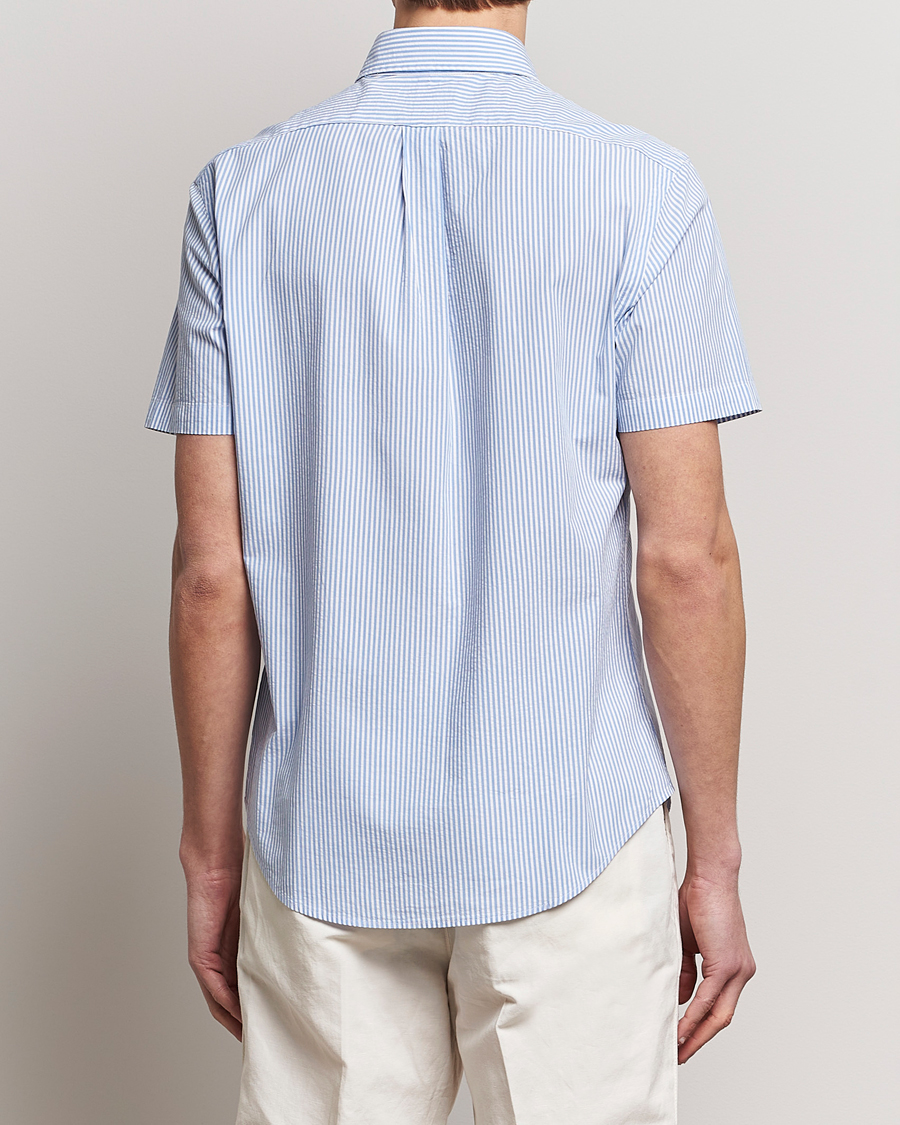 Homme | Chemises | Polo Ralph Lauren | Seersucker Short Sleeve Striped Shirt Blue/White