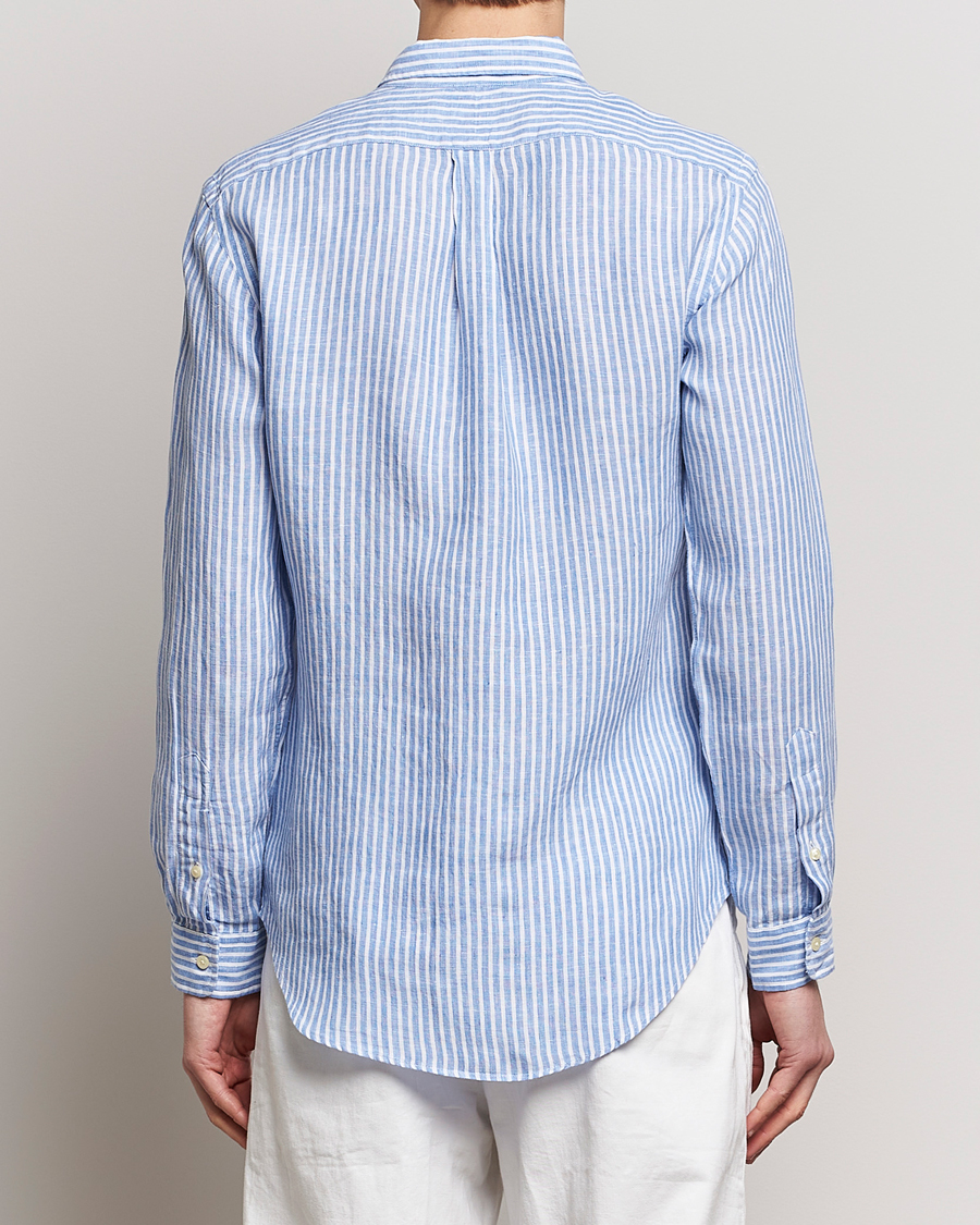 Homme | Chemises | Polo Ralph Lauren | Slim Fit Striped Button Down Linen Shirt Blue/White