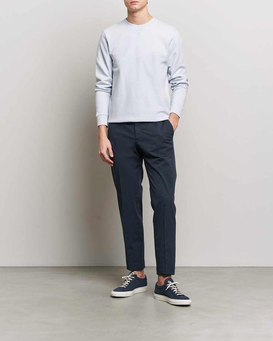 Heren | Truien | Sunspel | Loopback Sweatshirt Light Blue