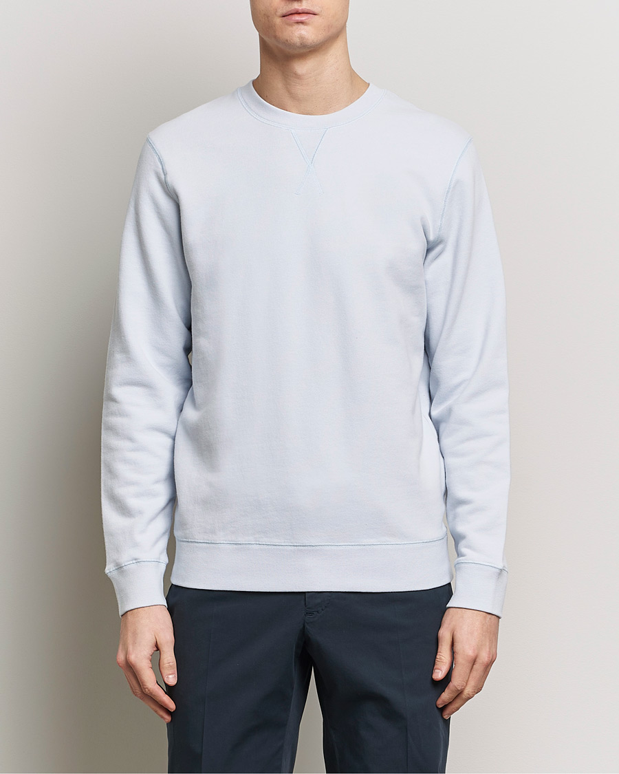 Heren | Truien | Sunspel | Loopback Sweatshirt Light Blue