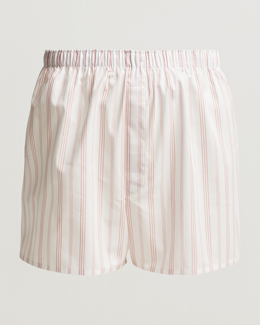 Homme | Sous-Vêtements Et Chaussettes | Sunspel | Classic Woven Cotton Boxer Shorts Pale Pink Stripe