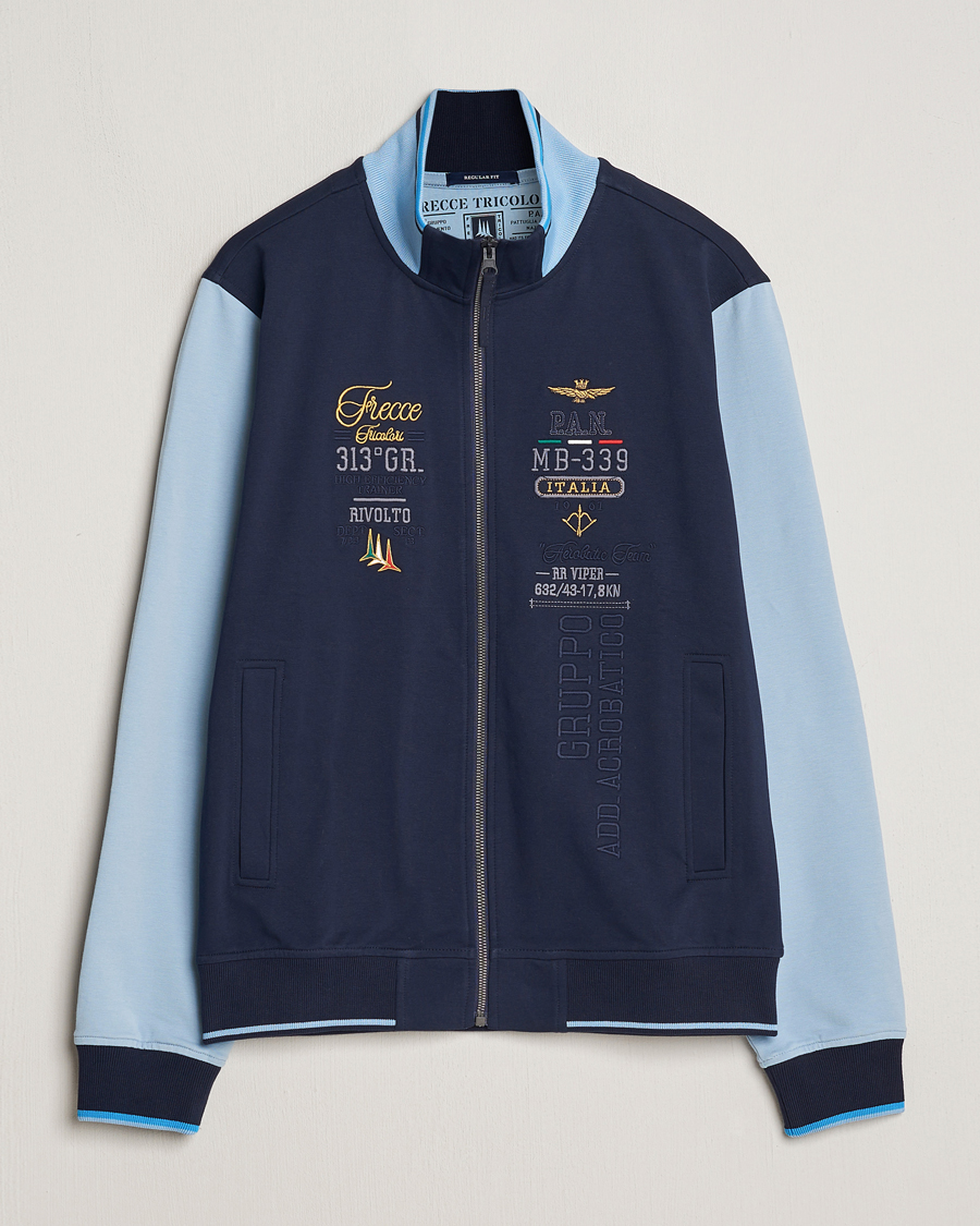 Homme | Pulls Et Tricots | Aeronautica Militare | Full Zip Sweater Navy/Glacier Blue