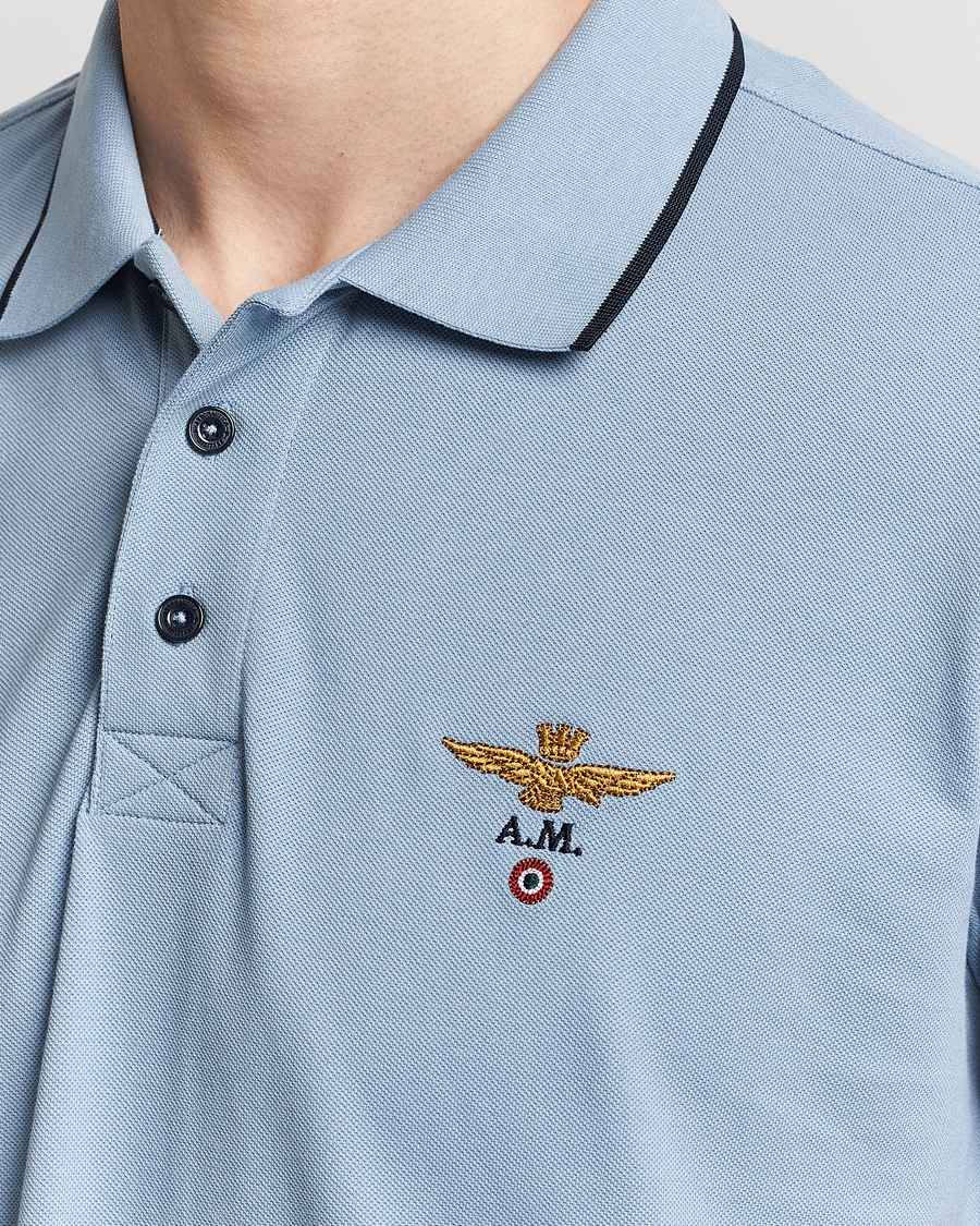 Homme | Polos | Aeronautica Militare | Garment Dyed Cotton Polo Glacier Blue