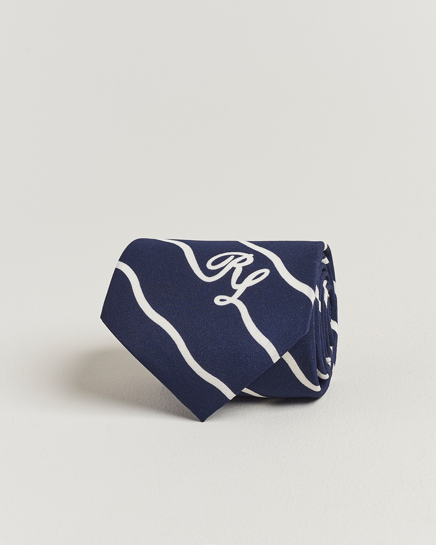 Heren | Ralph Lauren Purple Label Striped Silk Tie Navy/White | Ralph Lauren Purple Label | Striped Silk Tie Navy/White