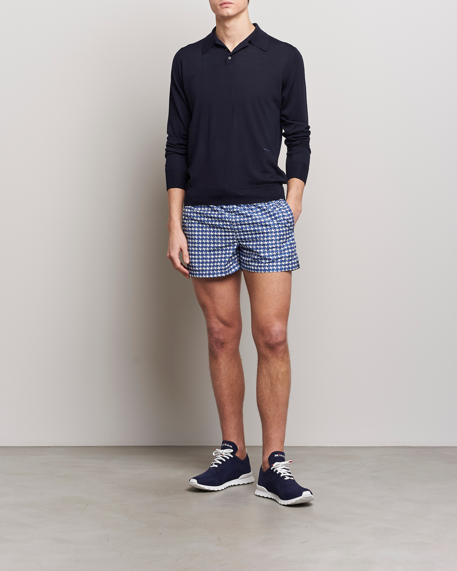 Homme | Maillots De Bain | Kiton | Printed Nylon Swim Shorts Navy