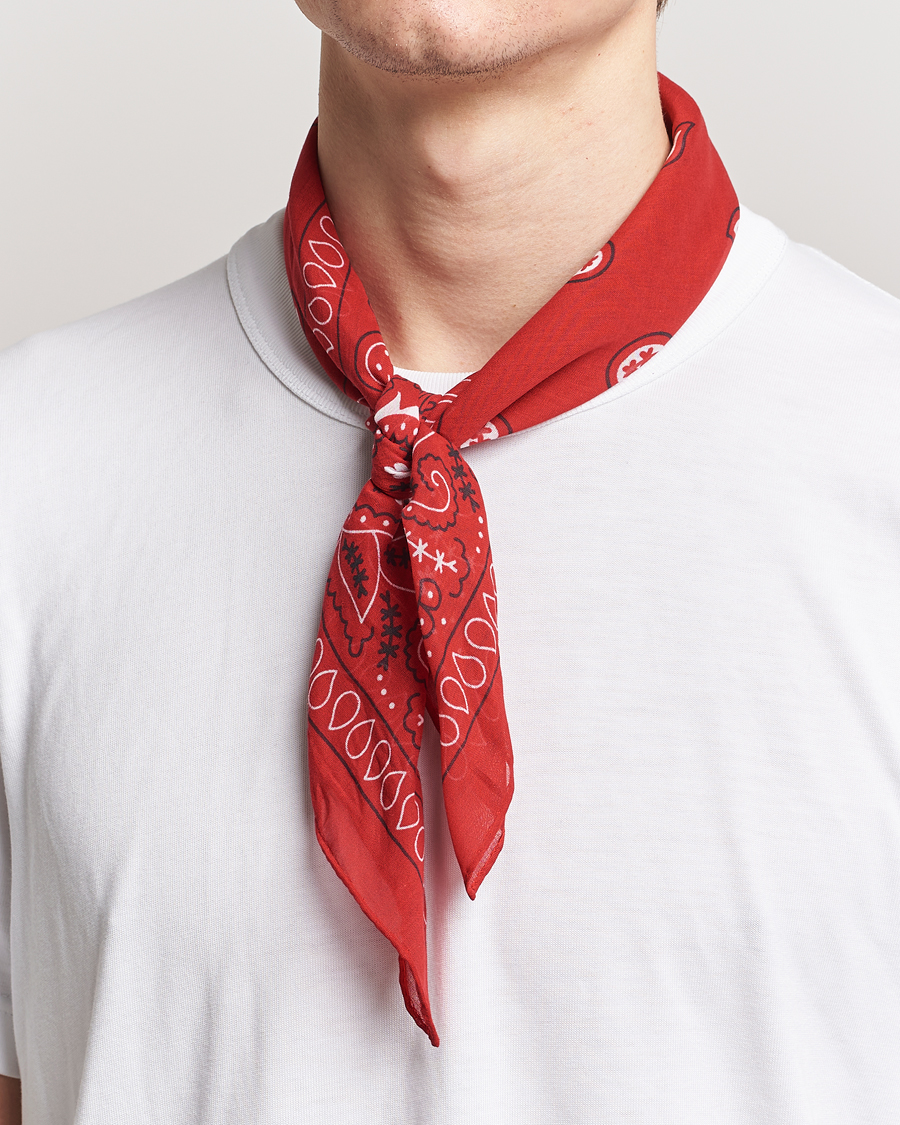 Homme | Amanda Christensen Cotton Voilé Printed Paisley Bandana Red | Amanda Christensen | Cotton Voilé Printed Paisley Bandana Red