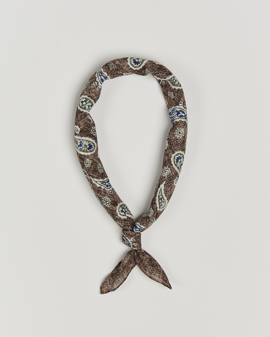 Homme | Amanda Christensen Cotton Voilé Printed Paisley Bandana Brown | Amanda Christensen | Cotton Voilé Printed Paisley Bandana Brown