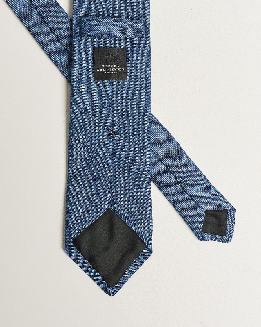 Homme | Amanda Christensen Hopsack Linen 8cm Tie Denim Blue | Amanda Christensen | Hopsack Linen 8cm Tie Denim Blue