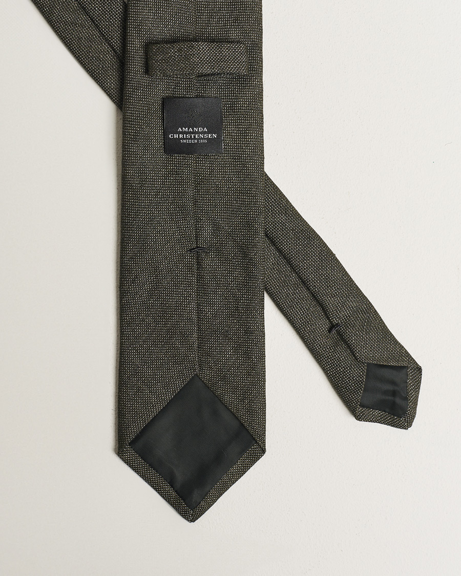 Heren | Stropdassen | Amanda Christensen | Amanda ChristensenHopsack Linen 8cm TieDark Olive
