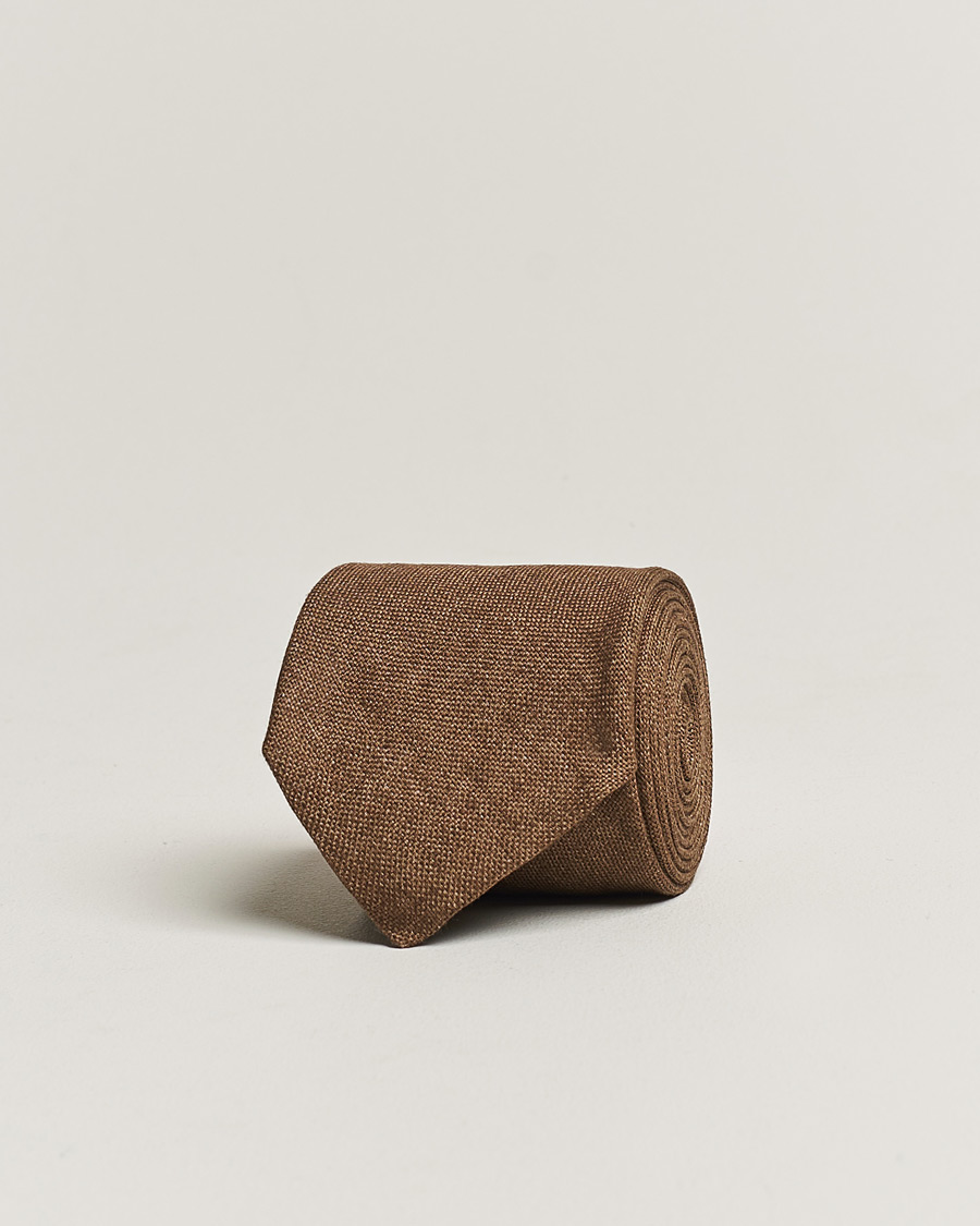 Homme | Cravates | Amanda Christensen | Amanda ChristensenHopsack Linen 8cm TieBrown