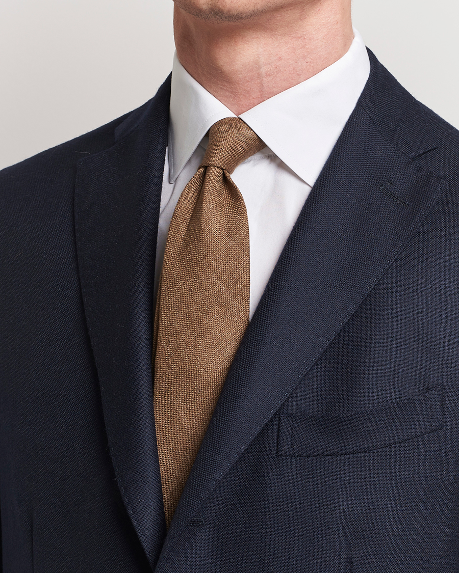 Homme | Amanda Christensen Hopsack Linen 8cm Tie Brown | Amanda Christensen | Hopsack Linen 8cm Tie Brown