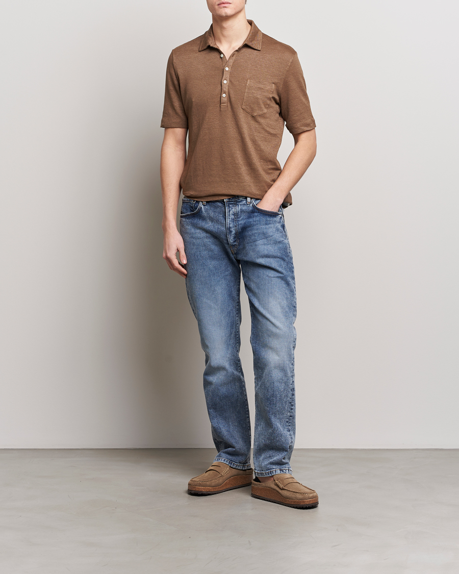 Heren | Polo's | Massimo Alba | Wembley Linen Polo Dark Brown