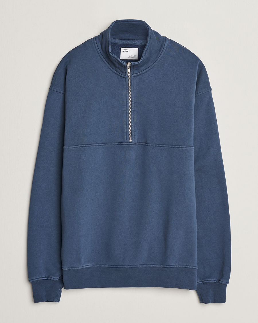 Heren | Truien | Colorful Standard | Classic Organic Half-Zip Petrol Blue