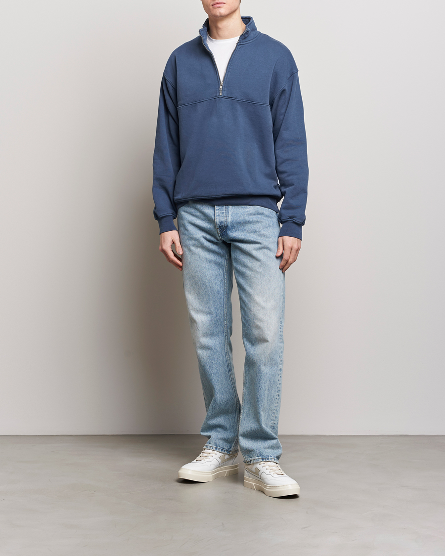 Heren | Truien | Colorful Standard | Classic Organic Half-Zip Petrol Blue
