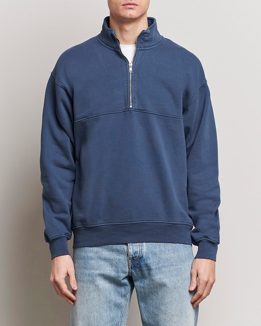 Heren | Truien | Colorful Standard | Classic Organic Half-Zip Petrol Blue