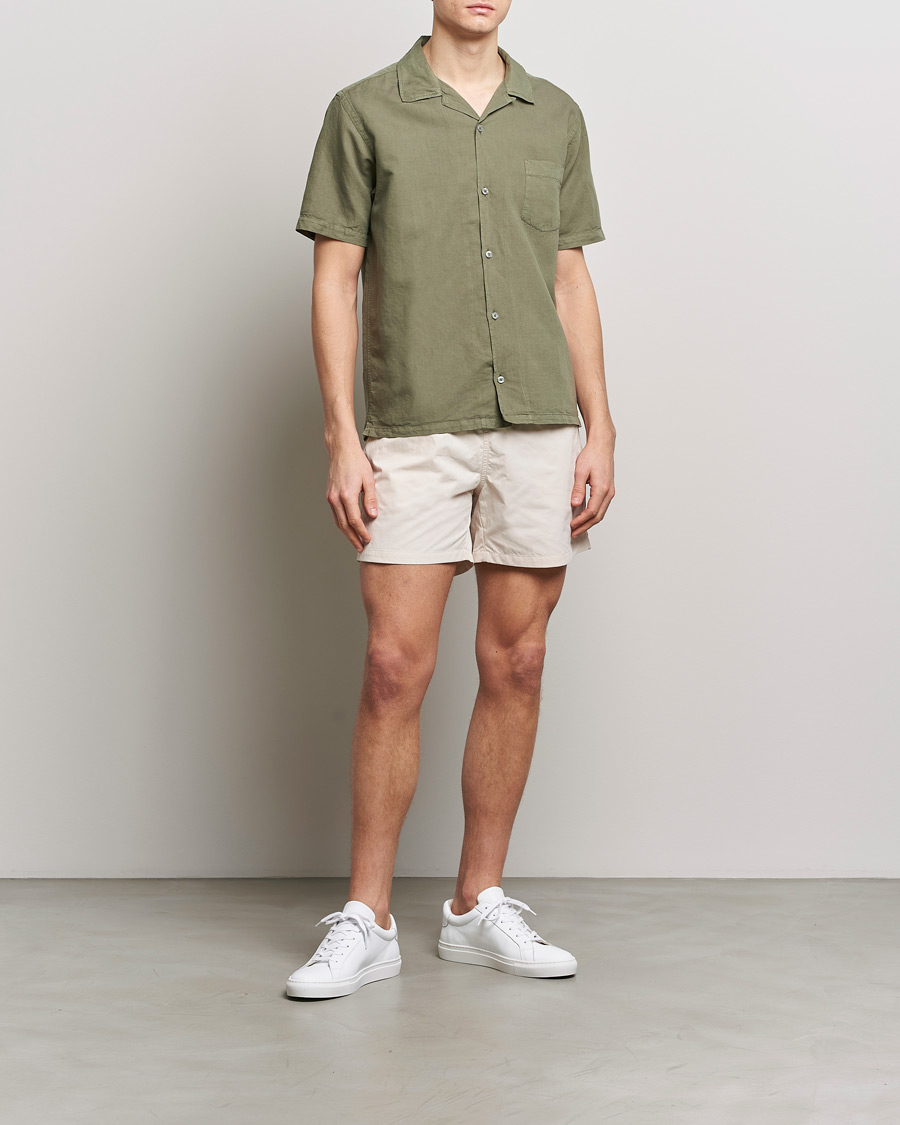 Heren | Overhemden | Colorful Standard | Cotton/Linen Short Sleeve Shirt Dusty Olive