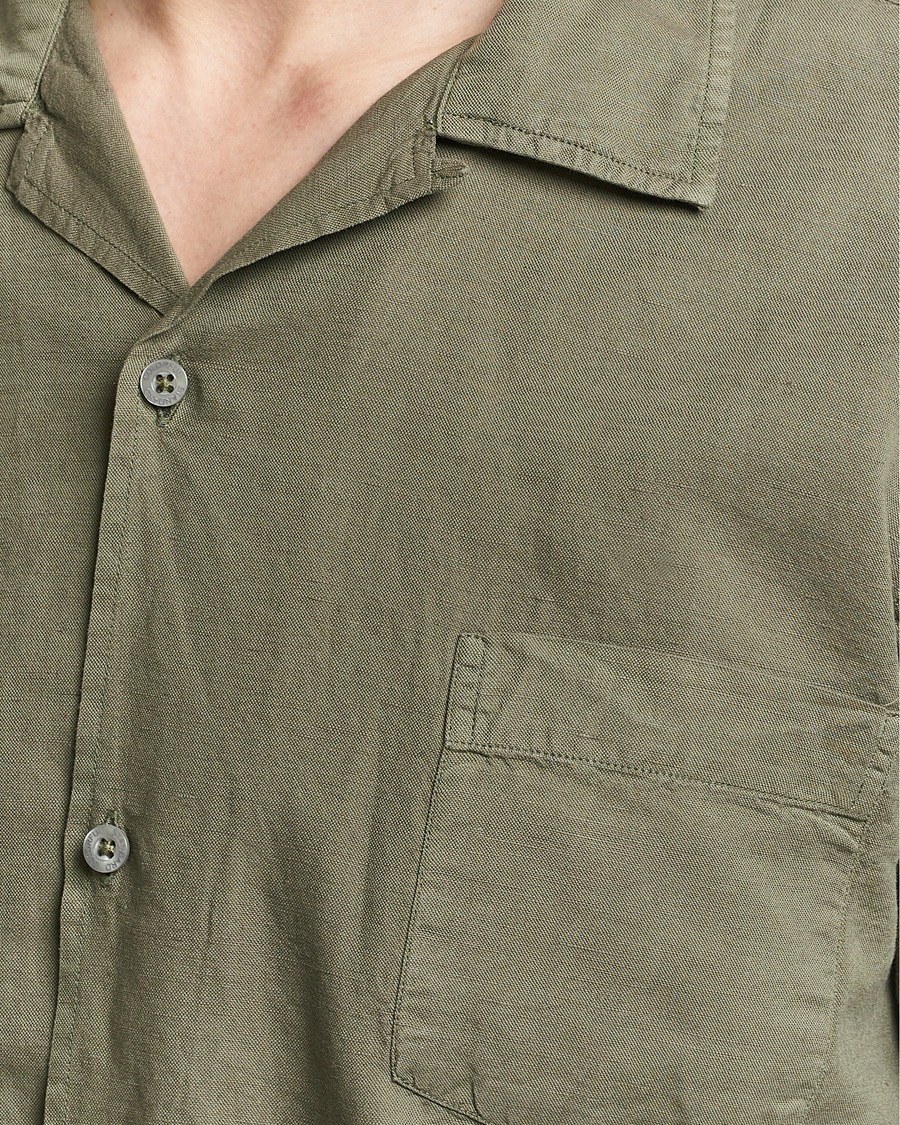 Heren | Overhemden | Colorful Standard | Cotton/Linen Short Sleeve Shirt Dusty Olive