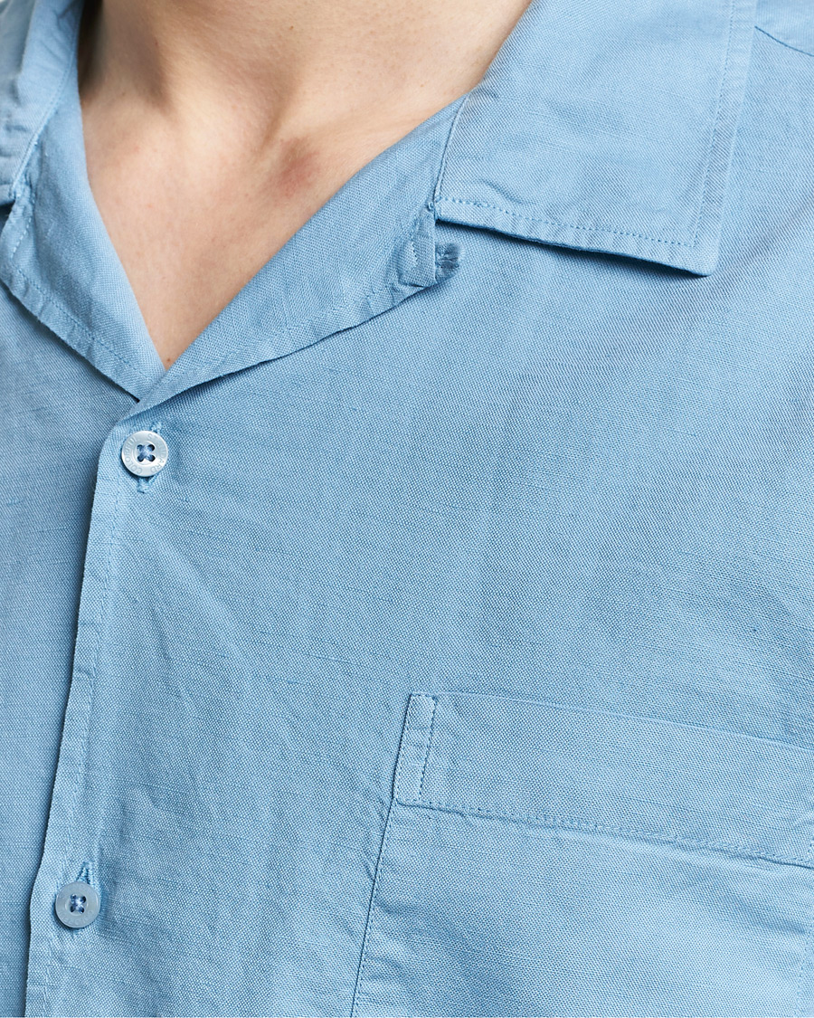Homme | Chemises | Colorful Standard | Cotton/Linen Short Sleeve Shirt Seaside Blue