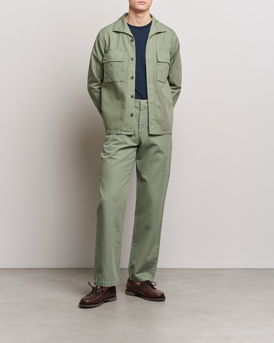 Homme | Manteaux Et Vestes | Aspesi | Cotton Herringbone Shirt Jacket Sage