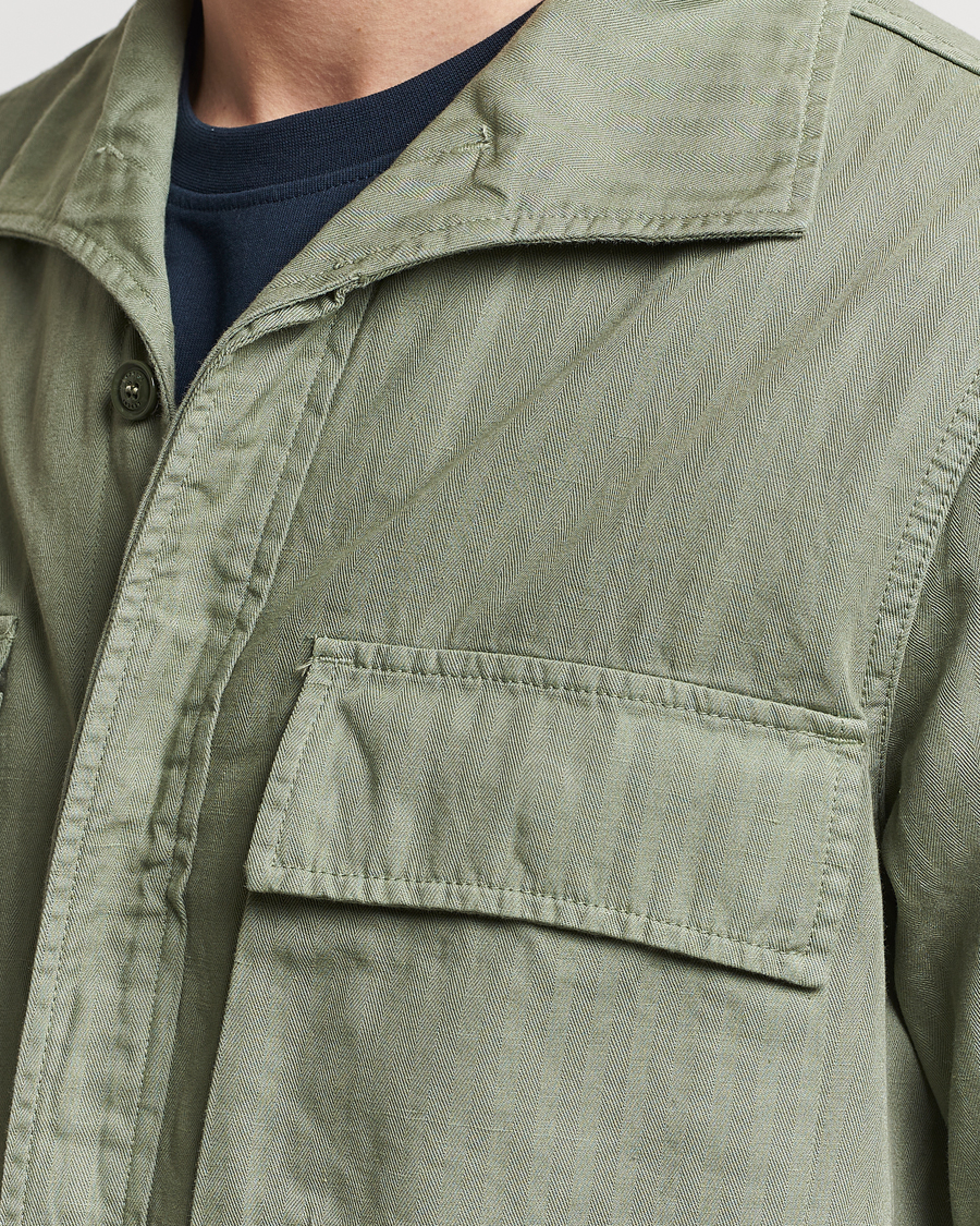 Homme | Manteaux Et Vestes | Aspesi | Cotton Herringbone Shirt Jacket Sage